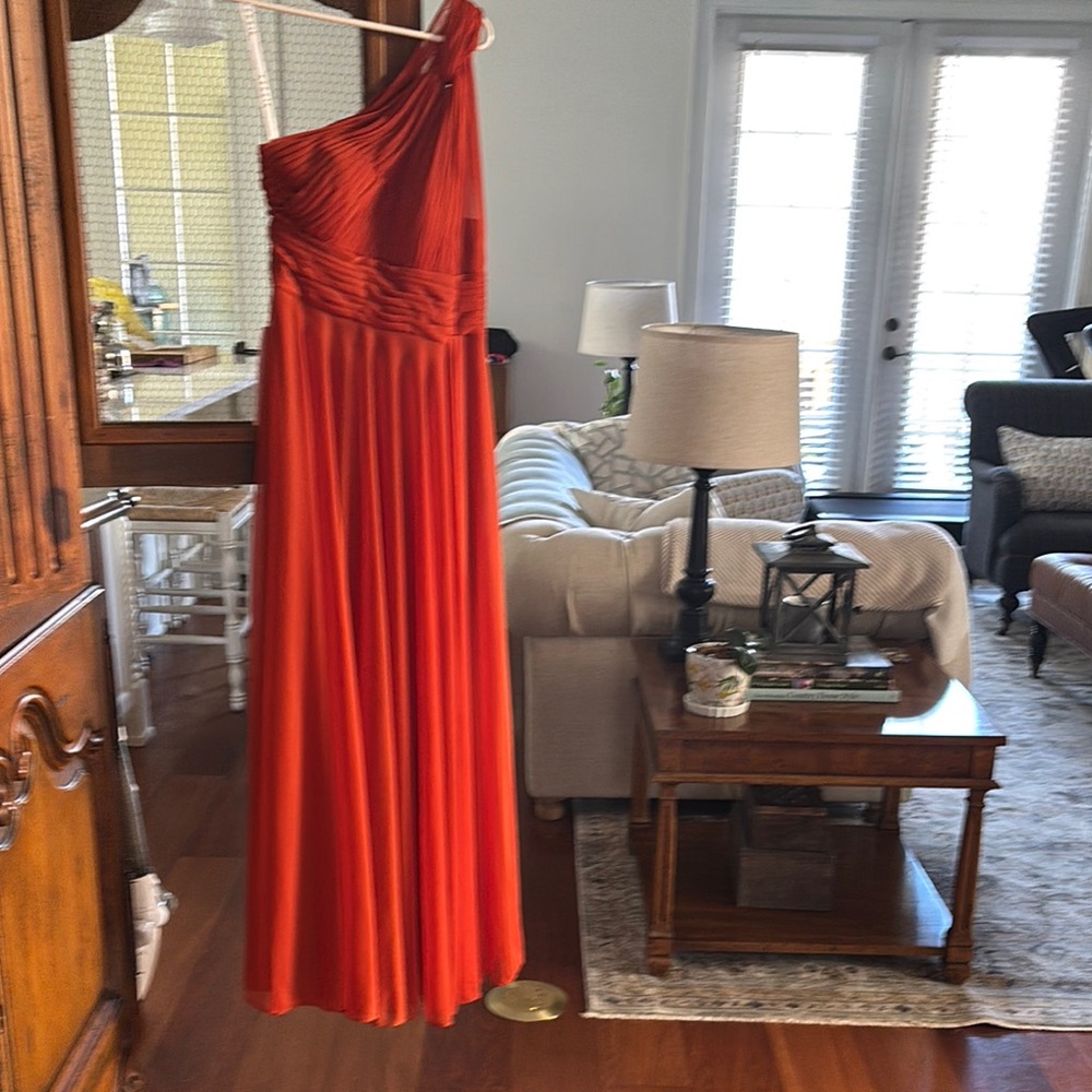 Azazie Charlize Elegant One-Shoulder burnt orange Dress - Picture 6 of 11